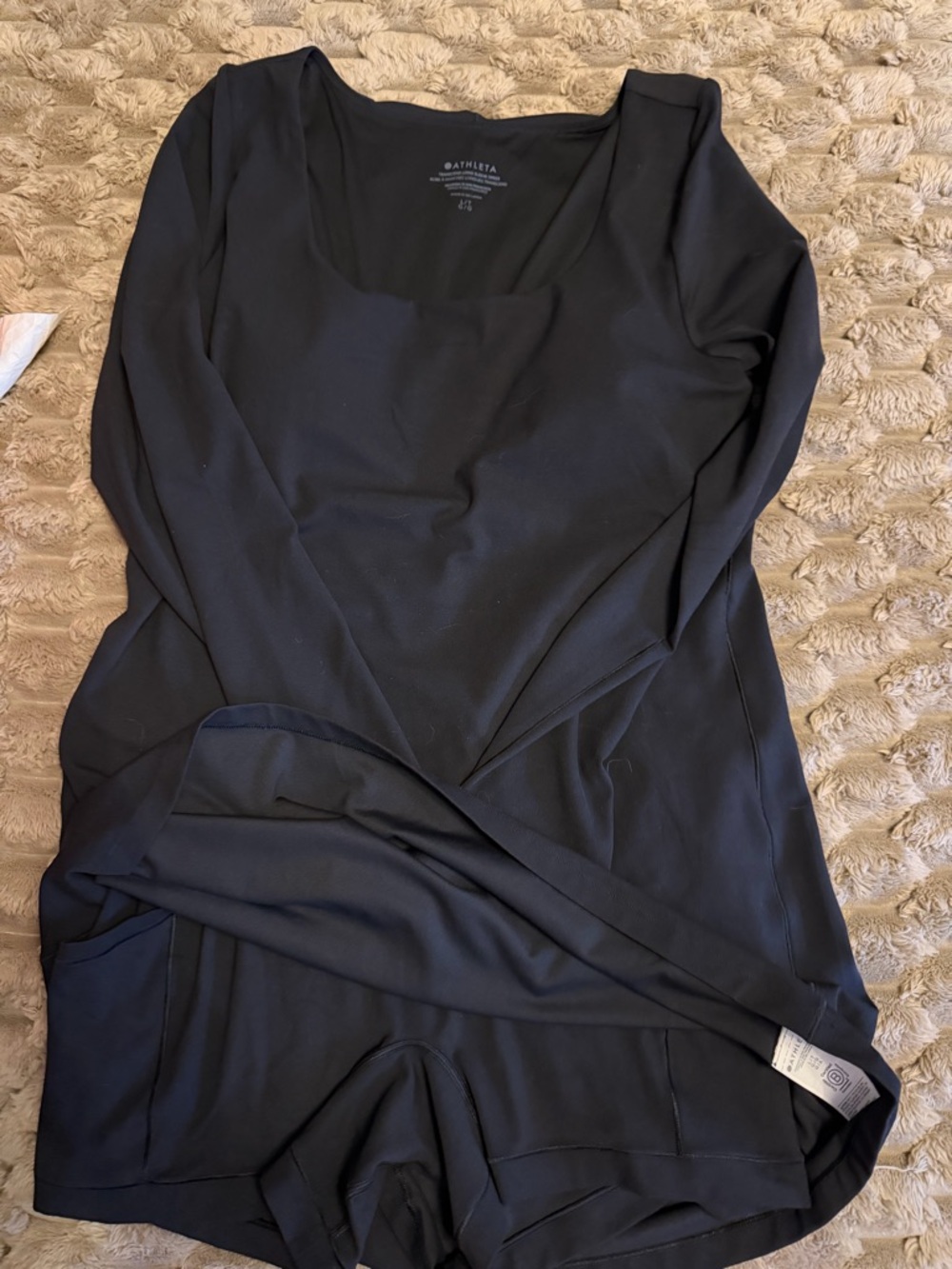Black Long Sleeve Athletic Dress Top
